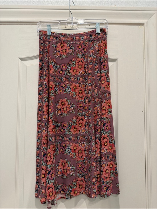 Sezane Dresses & Skirts - Sezane Mauve Floral Midi Skirt with Coral Blooms